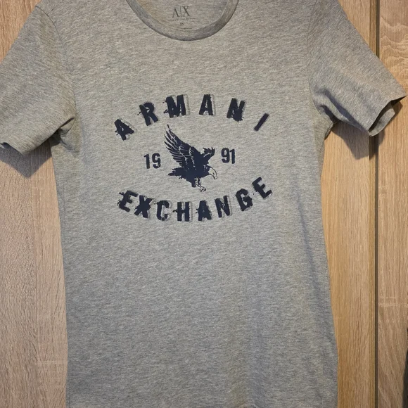 Armani Exchange Light Gray Tee with Navy Graphic Eagle - Picture 2 of 4